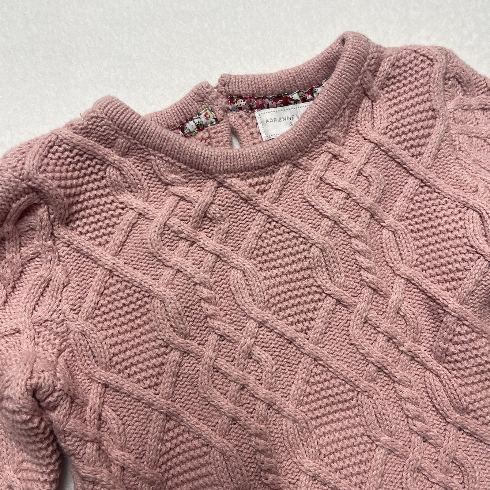 Adrienne Vittadini Baby Girls Pink Sweater Dress Size 24m Excellent Cond